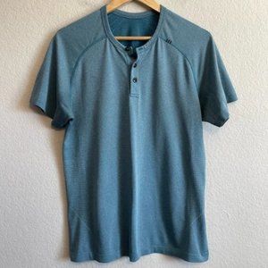 Lululemon Metal Vent Tech Shirt Teal Blue Heather Men’s Lightweight Henley Sz M